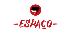 Logotipo principal do website Espaço Antifascista em vermelho, preto e branco.